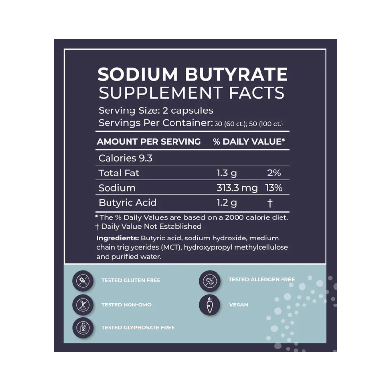 BodyBio - Sodium Butyrate - 100 capsules (500mg)