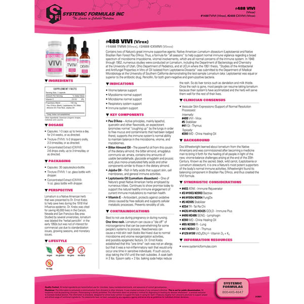 Systemic Formulas: #1488 - TVIVI - VIROX TINCTURE