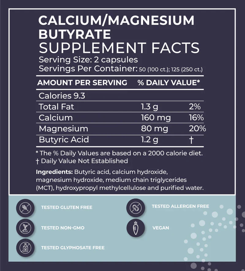 BodyBio - Butyrate (Calcium/Magnesium) - 100 capsules (600mg)