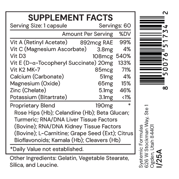 Systemic Formulas: #129 - DV3 - VITAMIN D3 PLUS IMMUNE SUPPORT