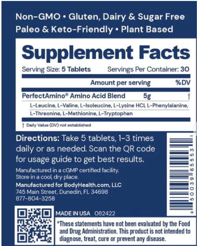 BodyHealth - PerfectAmino® - Capsules/Tablets (3 different size options)