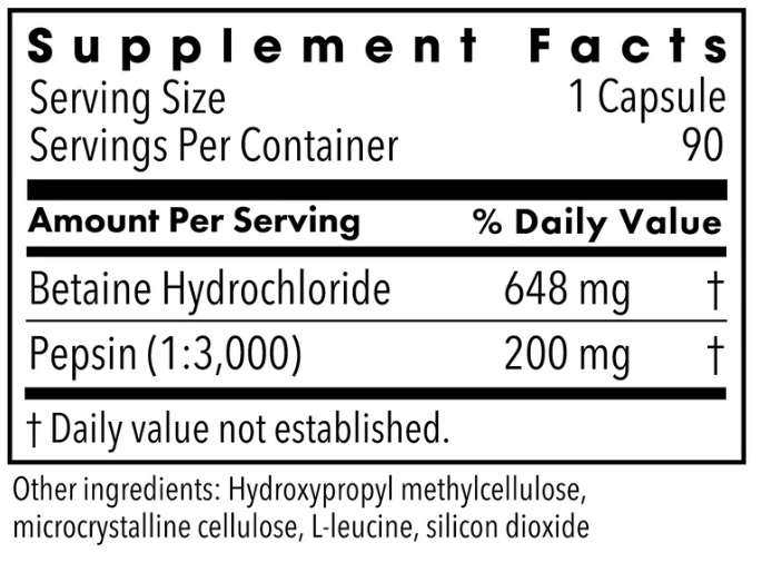 Betaine Hydrochloride with Pepsin